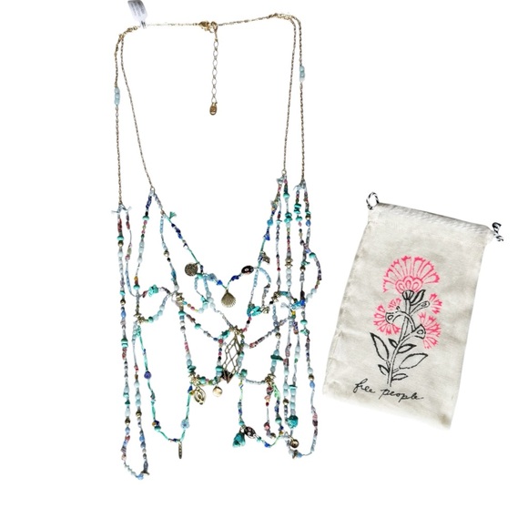 Free People Ariana Ost All Day Dream Shell & Pearl Body Chain - Turquoise | NWT - Picture 4 of 6